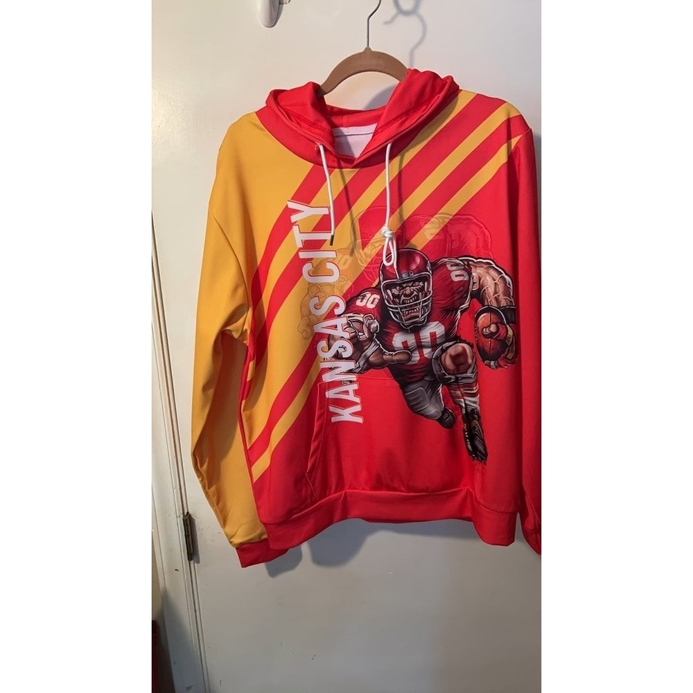 Kansas City Chiefs Graphic Football Hoodie With No Tag